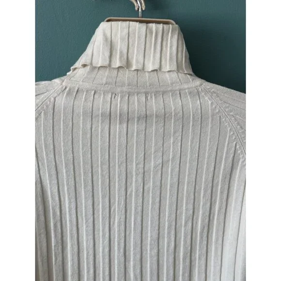 Vintage Cache Womens Turtleneck Size M Ivory Ribbed w Braided Sleeves and Front - Picture 10 of 16